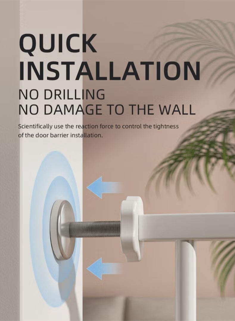 روعة بوابة أمان للأطفال تغلق تلقائيًا، العرض الأقصى 154 سم بما في ذلك رف تمديد 10+20+45 سم، بوابة للكلاب للسلالم، بوابة واسعة جدًا للأطفال (77-154 سم) - Image 5